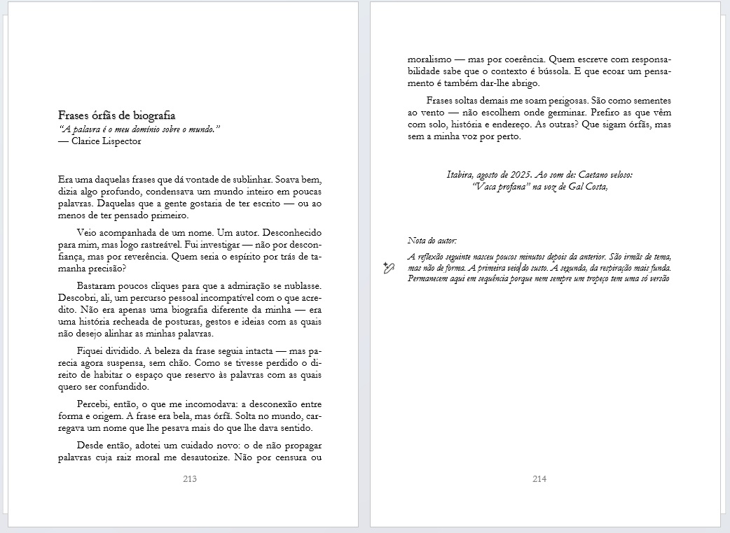 Degustação — Frases órfãs de biografia