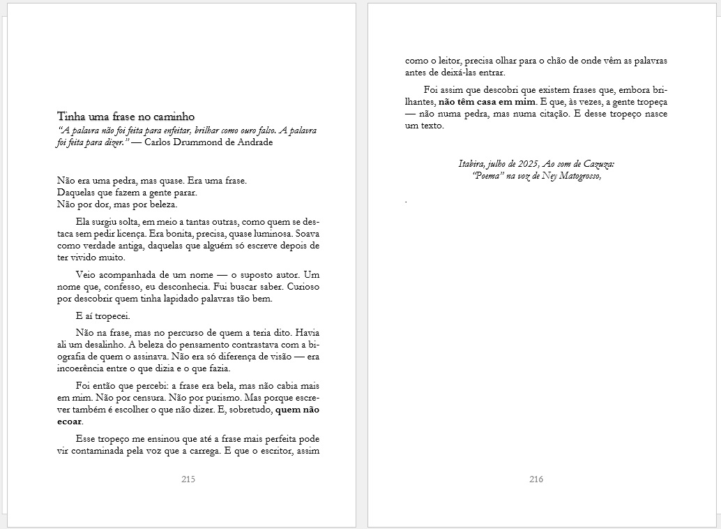 Degustação — Tinha uma frase no caminho