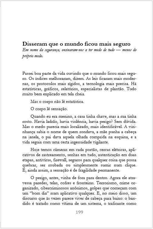 Degustação — Disseram que o mundo ficou mais seguro — página 1