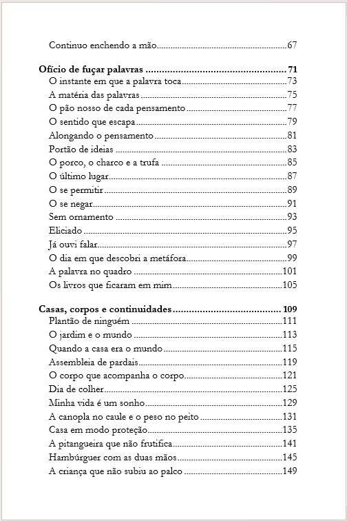 Página do sumário de Enquanto continuo por aqui — página 2