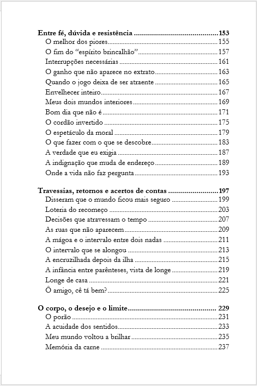 Página do sumário de Enquanto continuo por aqui — página 3