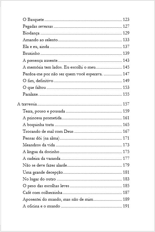 Página do sumário de Fragmentos de minha vida — página 3