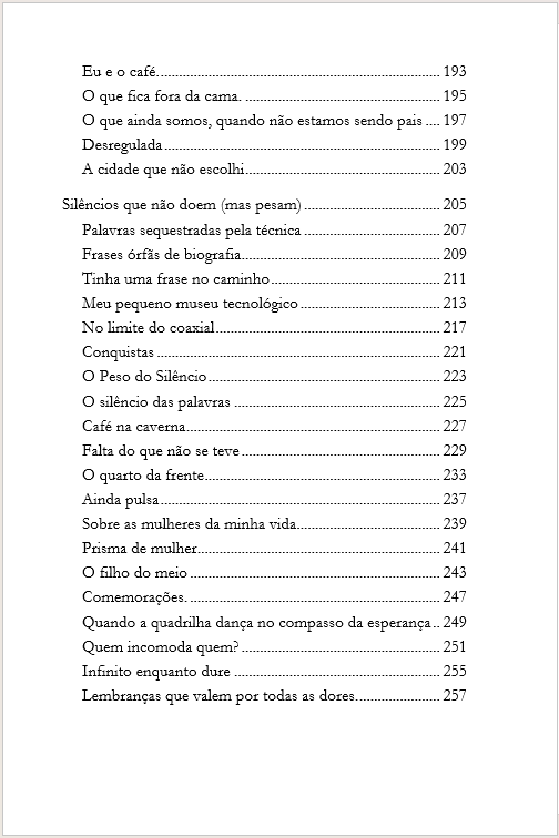 Página do sumário de Fragmentos de minha vida — página 4